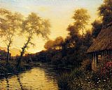 A French River Landscape At Sunset by Louis Aston Knight